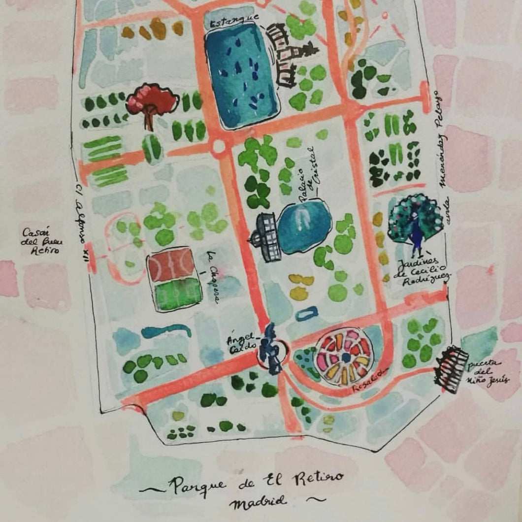 Retiro Park Watercolour-map