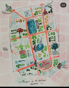 Retiro Park Watercolour-map